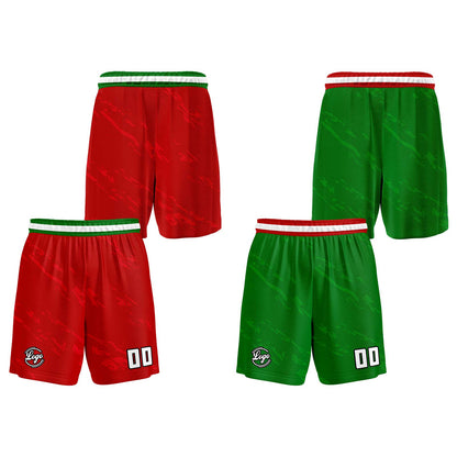 Custom Red Green Reversible Basketball Suit for Adults and Kids Personalized Jersey