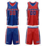 Custom Blue Red Reversible Basketball Suit for Adults and Kids Personalized Jersey