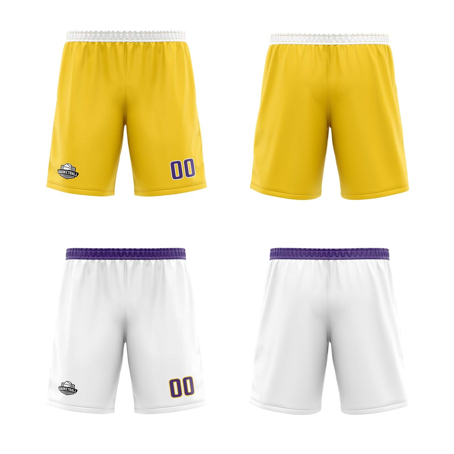 Custom Yellow White Reversible Basketball Jersey Uniform Suit Printed Your Logo Name Number