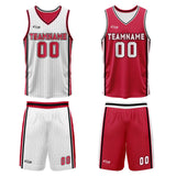 Custom White Red Reversible Basketball Suit for Adults and Kids Personalized Jersey