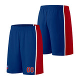 Custom basketball jersey shorts for men and women. Embroidered and printed name, number and logo Blue