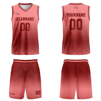 Custom Pink Red Gradient Basketball Jersey Uniform Suit Printed Your Logo Name Number