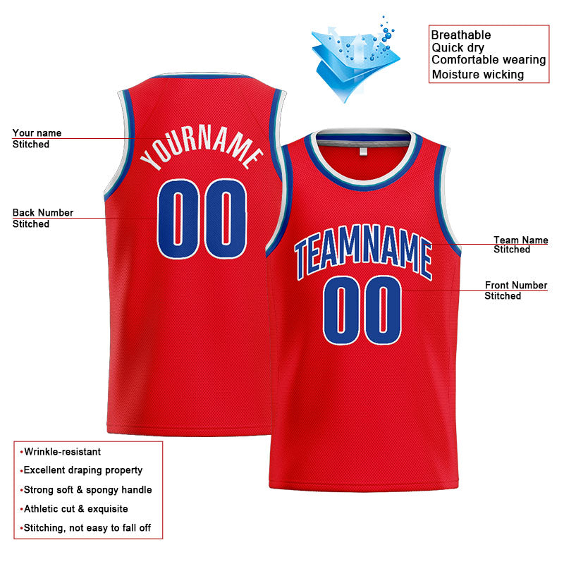 Custom Stitched Basketball Jersey for Men, Women And Kids Red-Royal-White