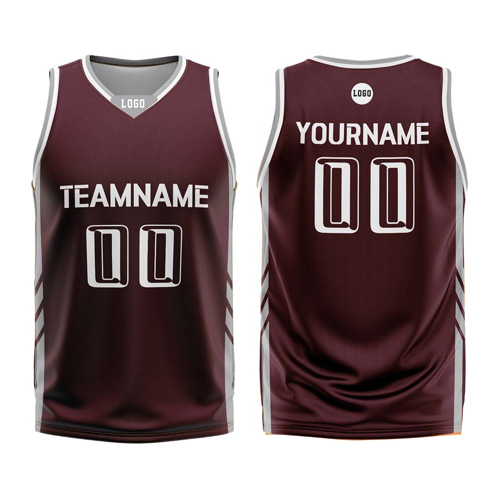 Custom Dark Red Gray Basketball Jersey Uniform Suit Printed Your Logo Name Number