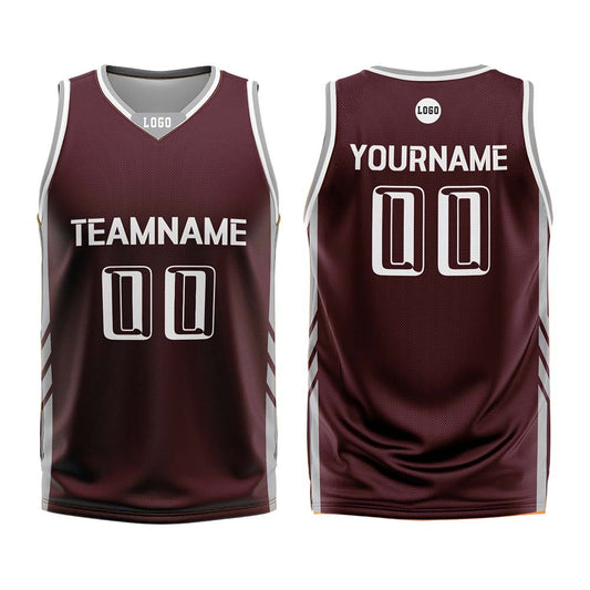 Custom Dark Red Gray Basketball Jersey Uniform Suit Printed Your Logo Name Number