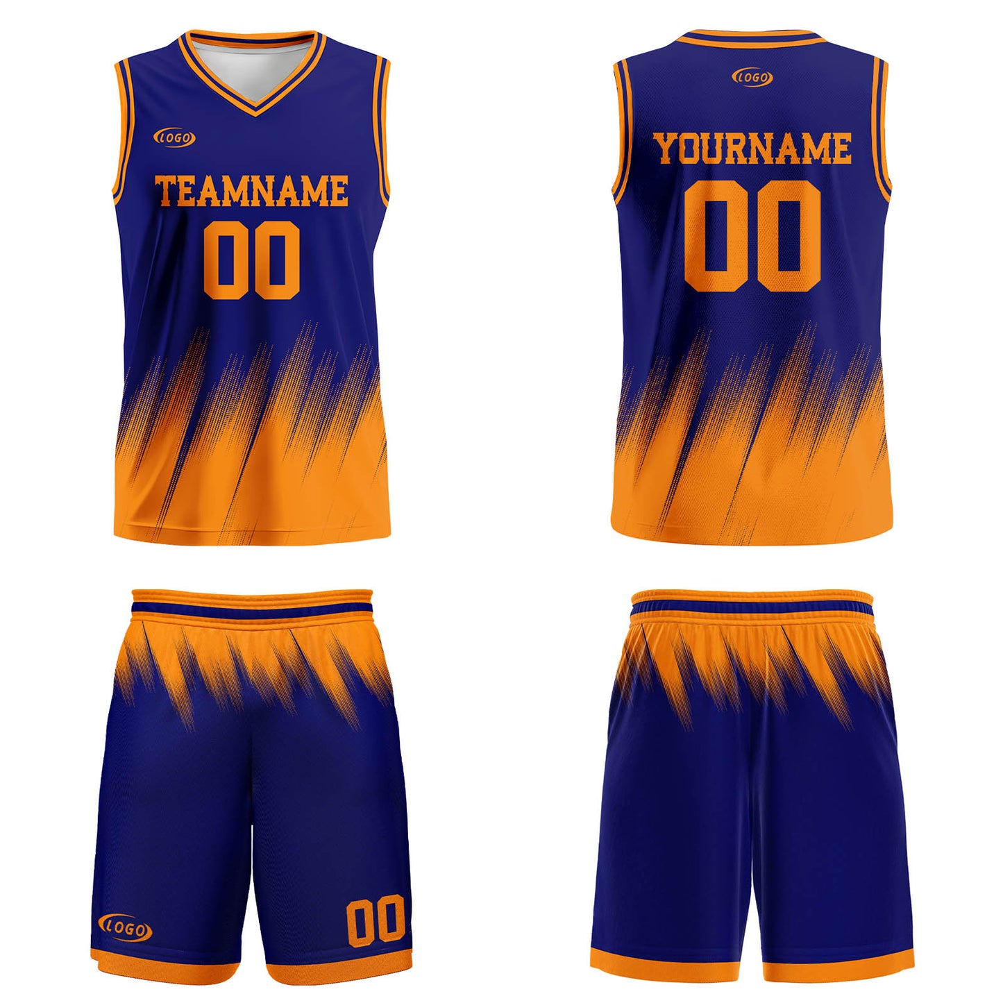 Custom Blue Orange Basketball Jersey Uniform Suit Printed Your Logo Name Number