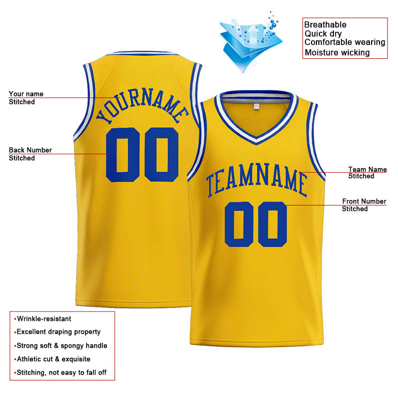 Custom Stitched Basketball Jersey for Men, Women And Kids Yellow-Royal-White