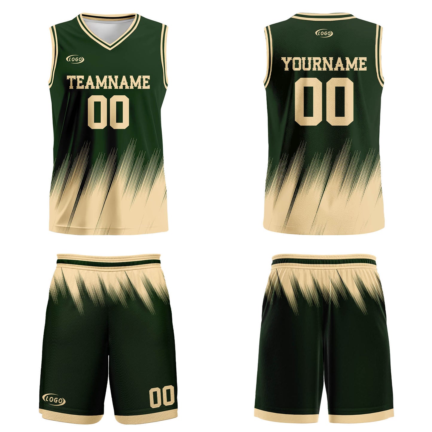 Custom Olive Green Cream Basketball Jersey Uniform Suit Printed Your Logo Name Number