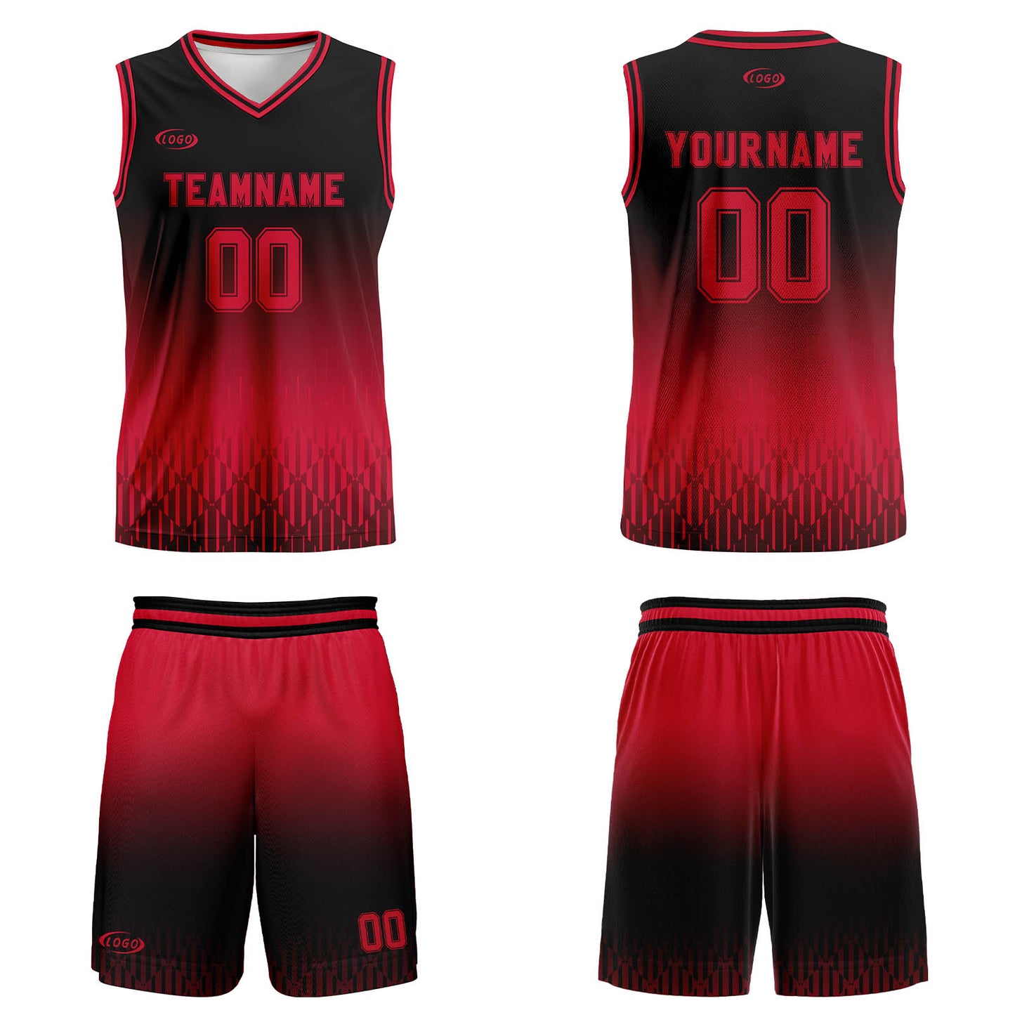 Custom Black Red Gradient Basketball Jersey Uniform Suit Printed Your Logo Name Number