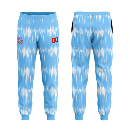 Custom Light Blue Hoodie Sweatshirt Set for Men Women Youth Tops and Pants Set Tracksuit