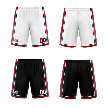 Custom White Black Red Reversible Basketball Suit for Adults and Kids Personalized Jersey