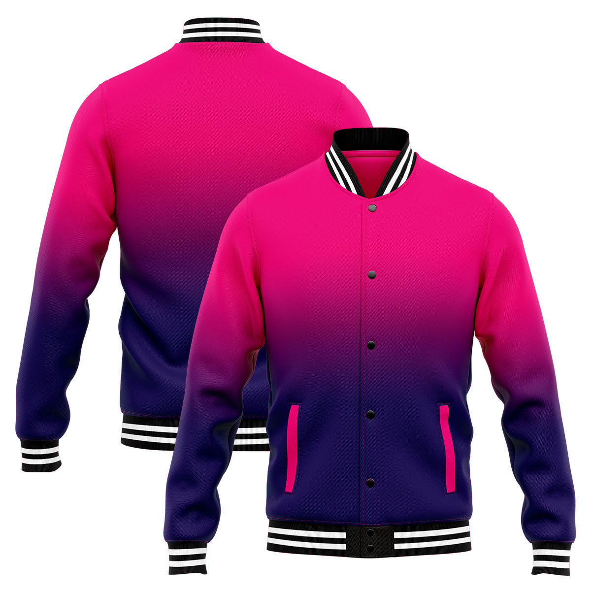 Custom Gradient Varsity Jacket Letterman jacket for Men, Women and Youth Rose Dark Purple