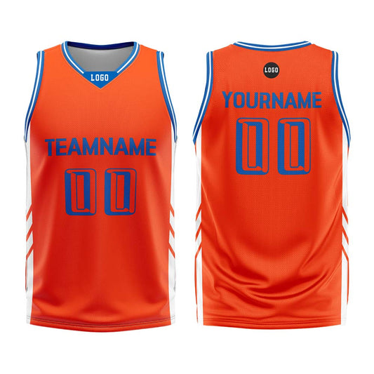 Custom Orange Blue Basketball Jersey Uniform Suit Printed Your Logo Name Number
