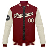 Custom Varsity Jacket Letterman jacket for Men, Women and Youth Crimson Cream