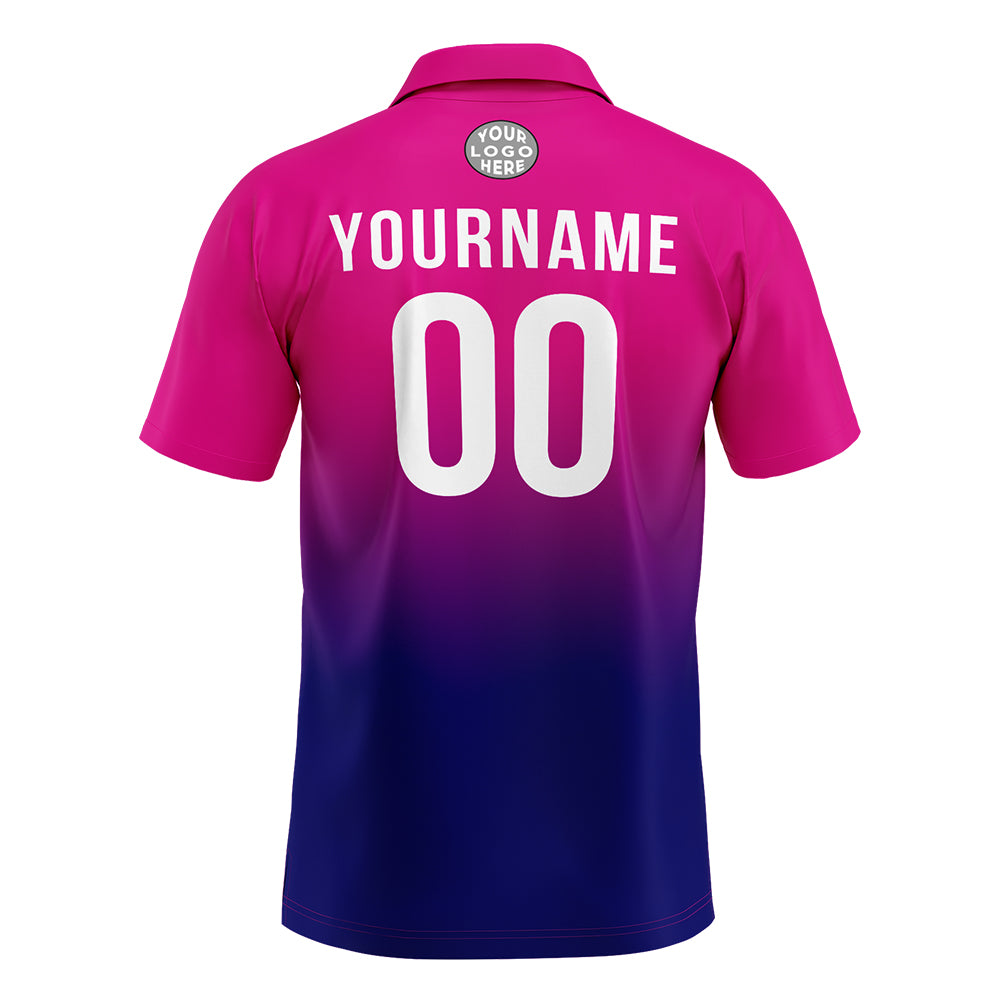 Custom Fuchsia Navy Football Gradient Polo Shirts  Add Your Unique Logo/Name/Number