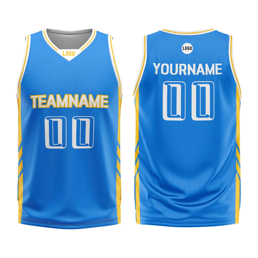 Custom Sky Blue Basketball Jersey Uniform Suit Printed Your Logo Name Number