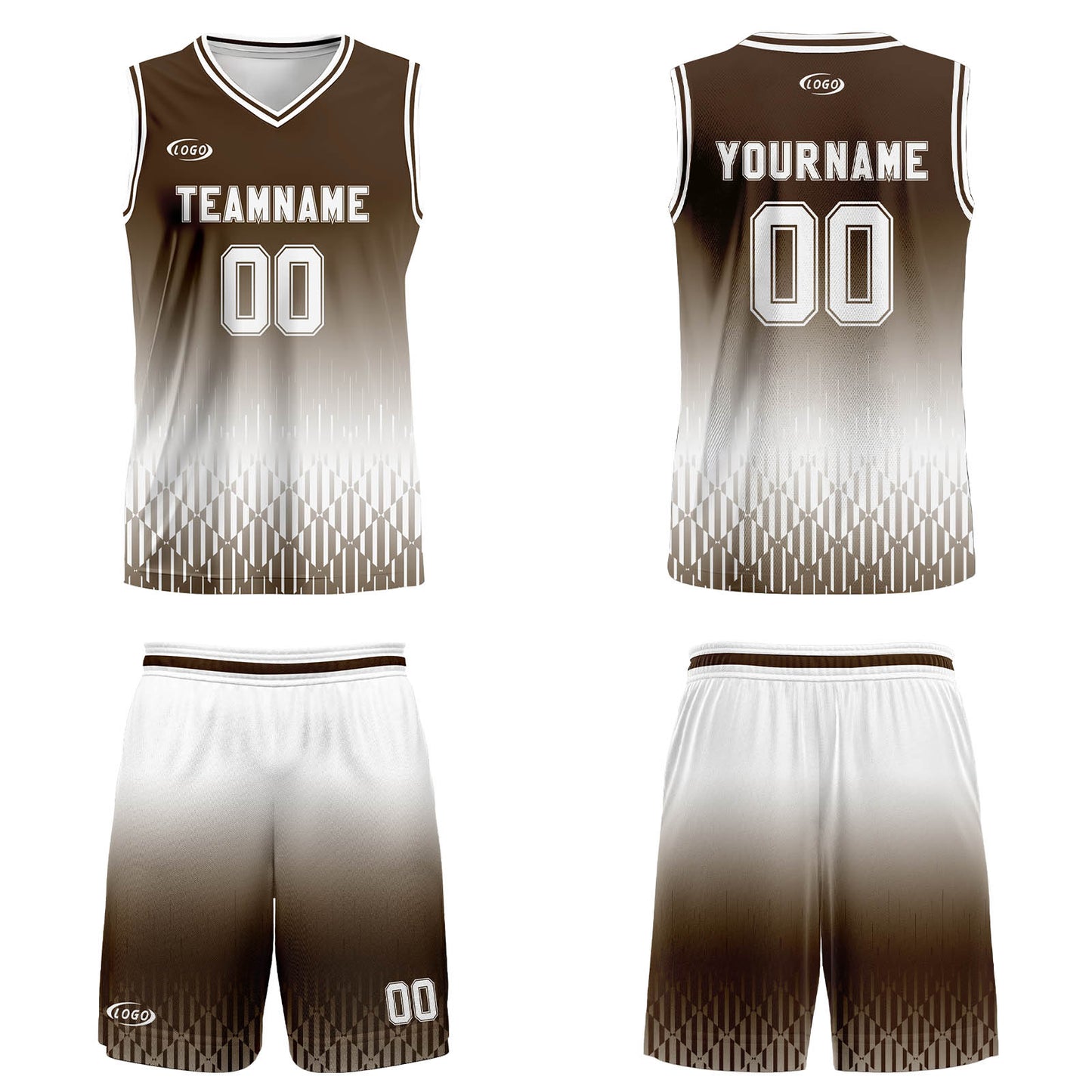Custom Brown White Gradient Basketball Jersey Uniform Suit Printed Your Logo Name Number