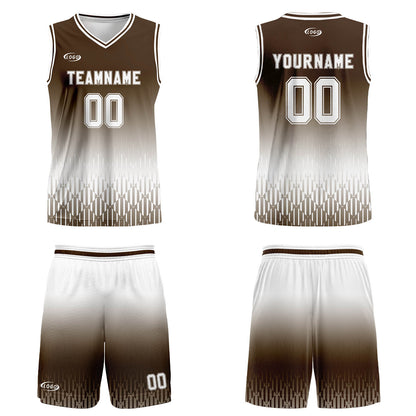 Custom Brown White Gradient Basketball Jersey Uniform Suit Printed Your Logo Name Number