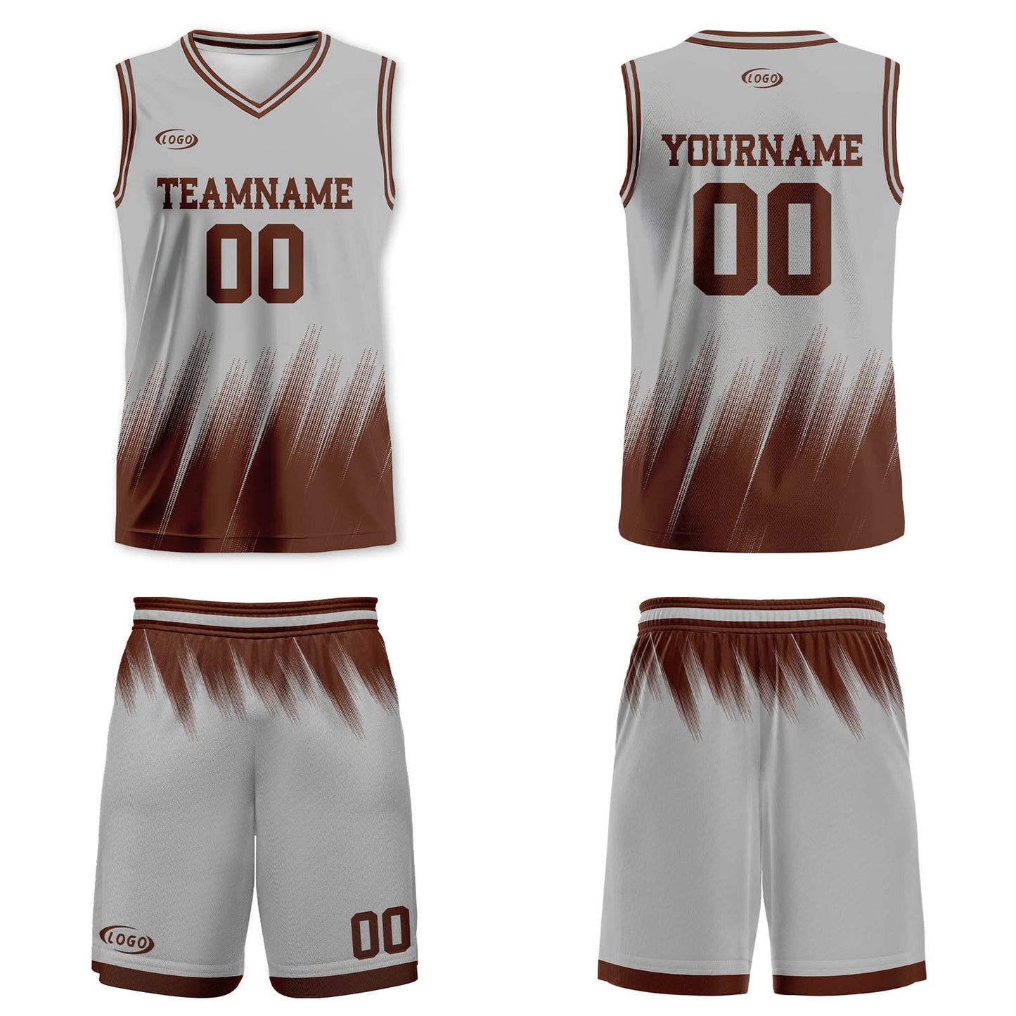 Custom Grey Brown Basketball Jersey Uniform Suit Printed Your Logo Name Number