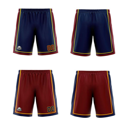 Custom Navy Wine Yellow Reversible Basketball Suit for Adults and Kids Personalized Jersey