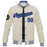 Custom Varsity Jacket Letterman jacket for Men, Women and Youth Cream Blue