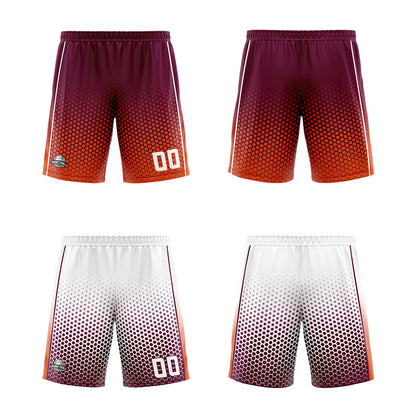 Custom Burgundy Orange White Reversible Basketball Suit for Adults and Kids Personalized Jersey