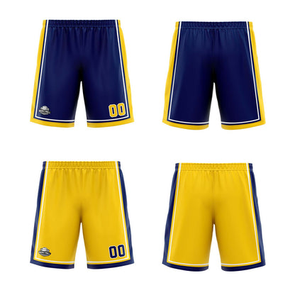 Custom Navy Yellow Reversible Basketball Suit for Adults and Kids Personalized Jersey