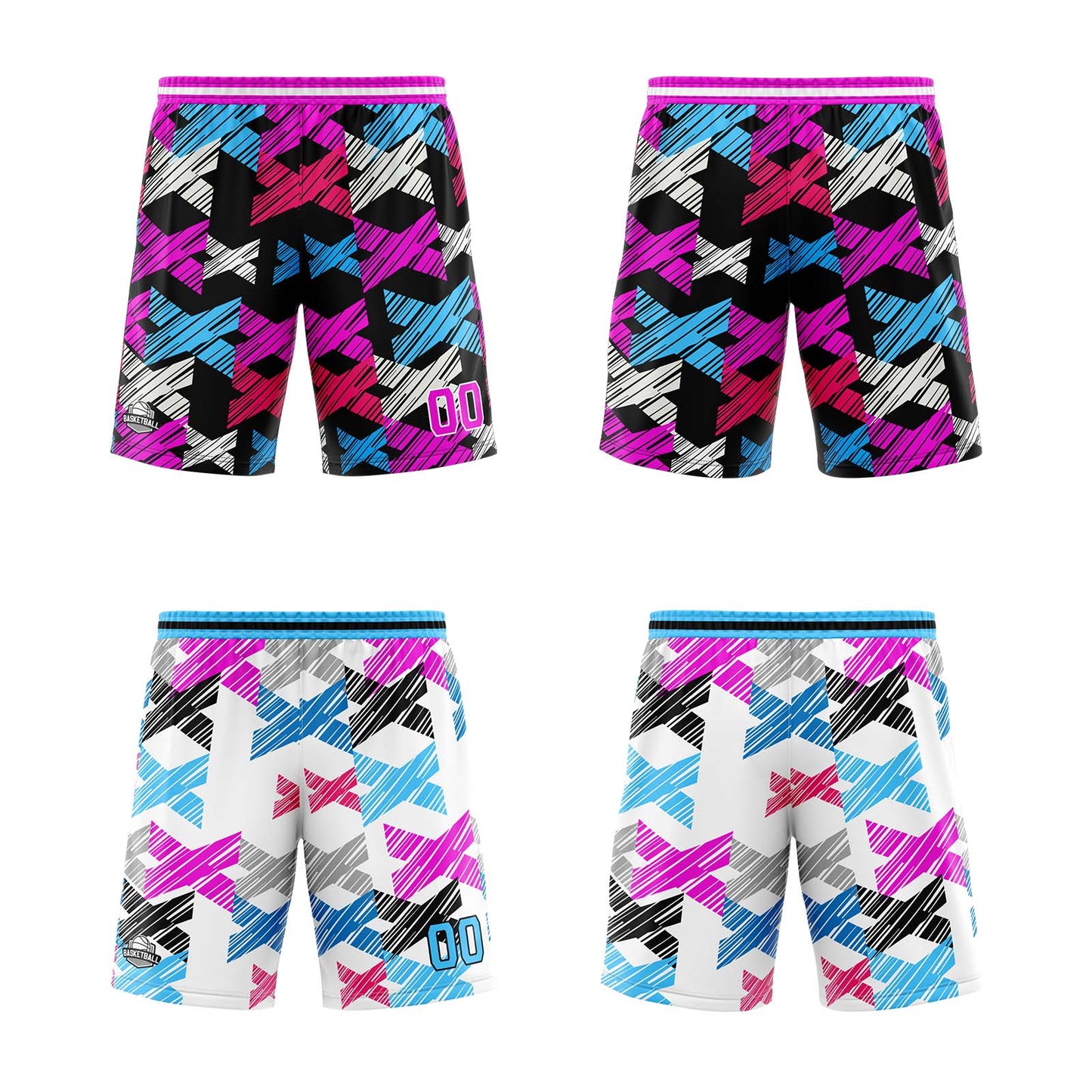 Custom Pink Blue Reversible Basketball Suit for Adults and Kids Personalized Jersey
