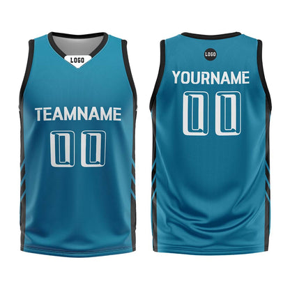 Custom Lake Blue Black Basketball Jersey Uniform Suit Printed Your Logo Name Number