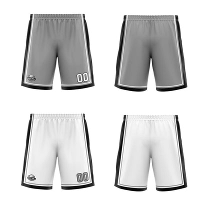 Custom Grey White Black Reversible Basketball Suit for Adults and Kids Personalized Jersey