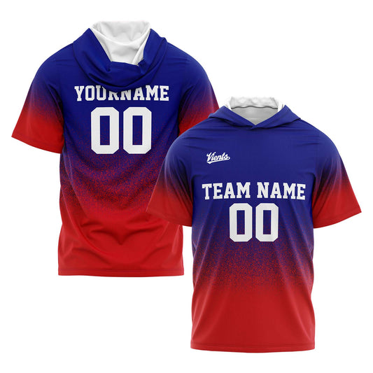 Custom Royal Red Short Sleeve Hoodies for Men Women Shirts with Hoods Printed Name Logo