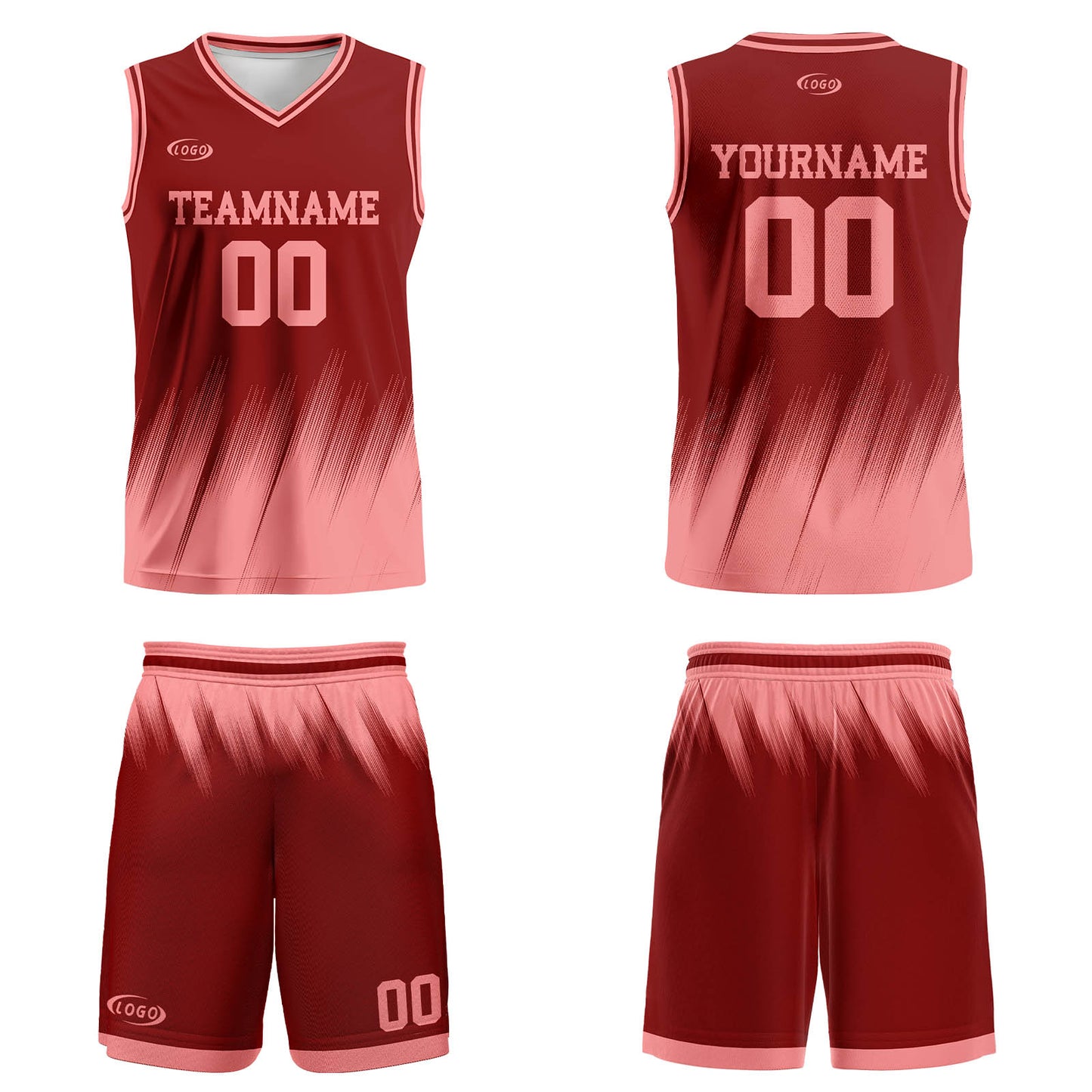 Custom Red Pink Basketball Jersey Uniform Suit Printed Your Logo Name Number