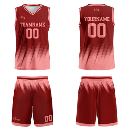 Custom Red Pink Basketball Jersey Uniform Suit Printed Your Logo Name Number