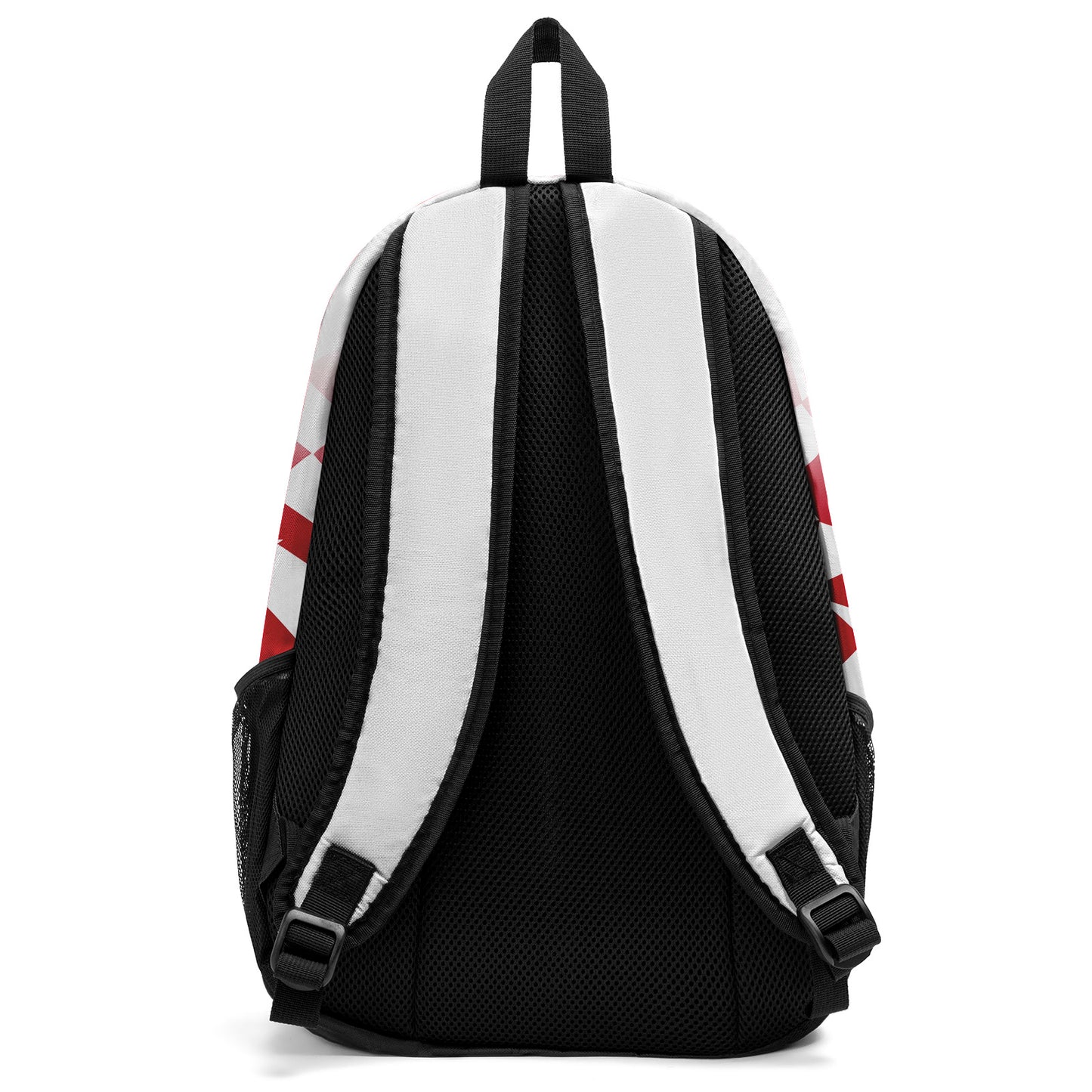 Customize Red White Sports Backpacks Featuring Personalized Names, Numbers and Logos