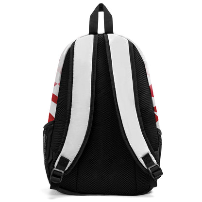 Customize Red White Sports Backpacks Featuring Personalized Names, Numbers and Logos