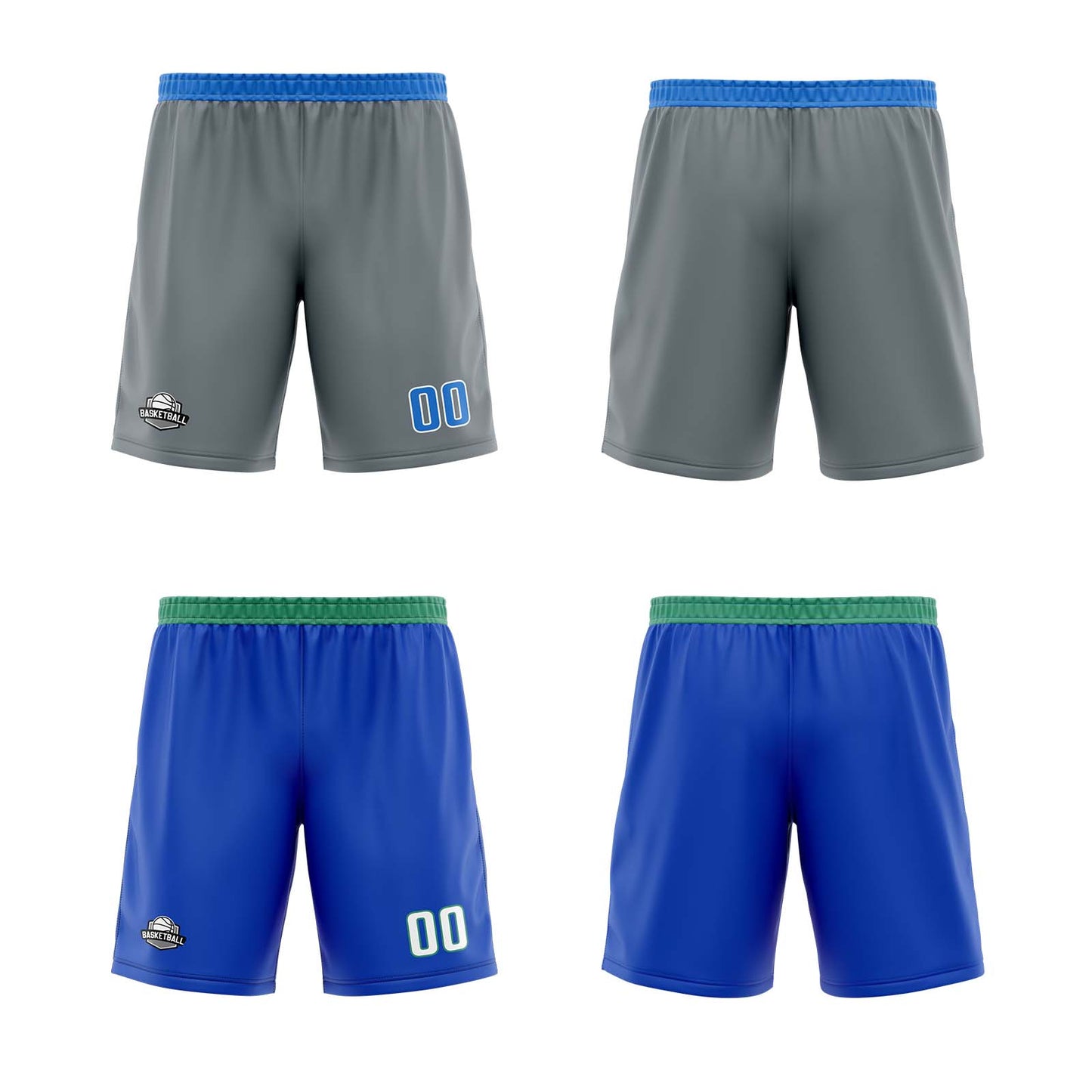 Custom Light Grey Blue Reversible Basketball Jersey Uniform Suit Printed Your Logo Name Number