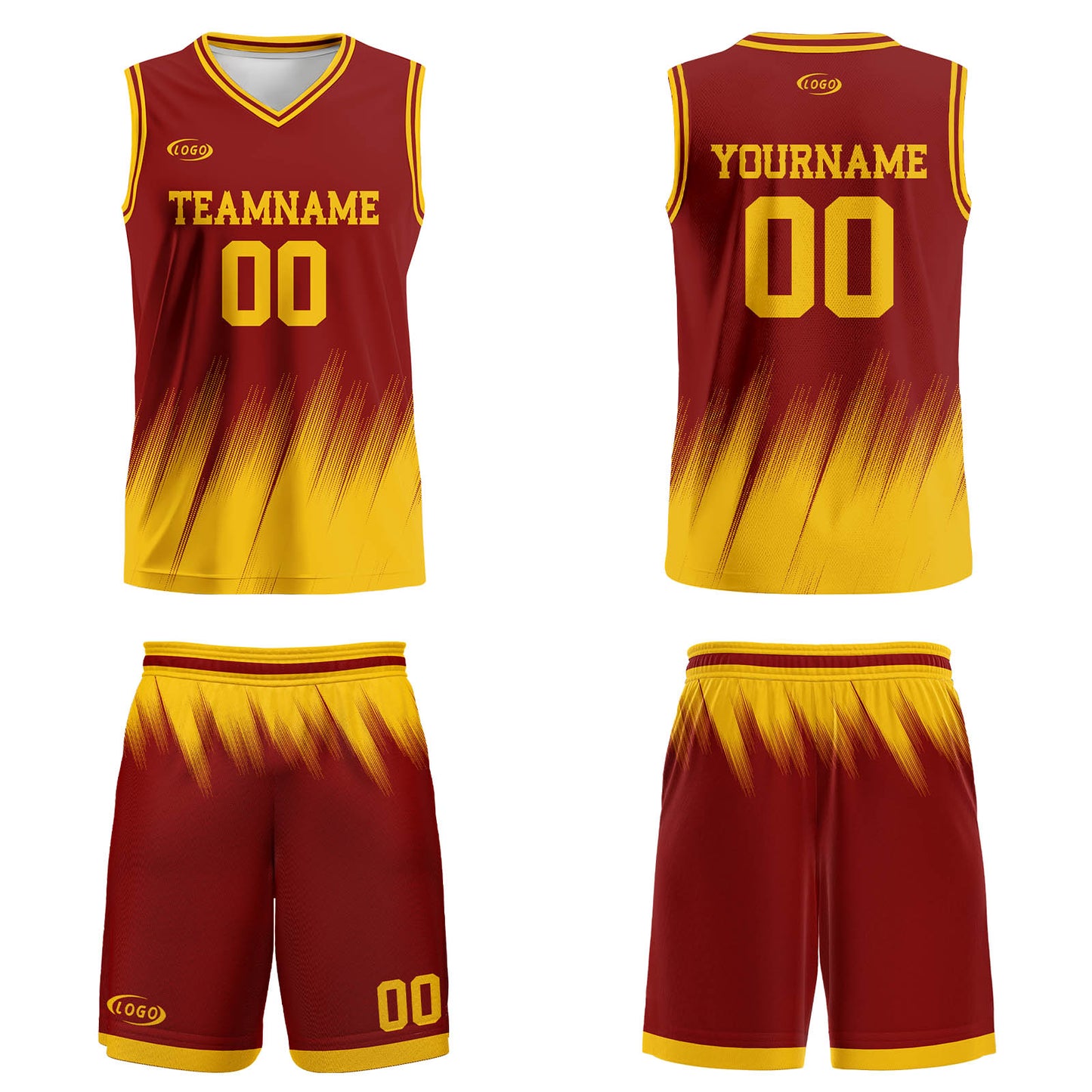 Custom Red Yellow Basketball Jersey Uniform Suit Printed Your Logo Name Number