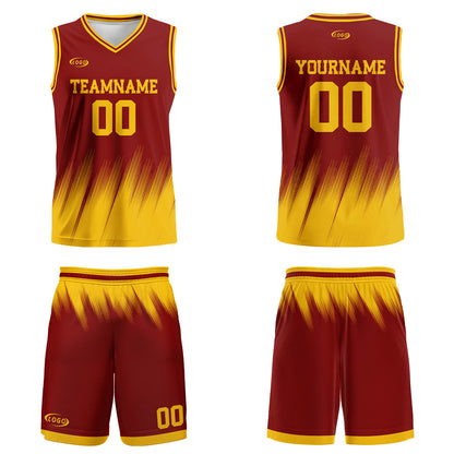 Custom Red Yellow Basketball Jersey Uniform Suit Printed Your Logo Name Number