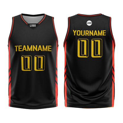 Custom Black Red Basketball Jersey Uniform Suit Printed Your Logo Name Number