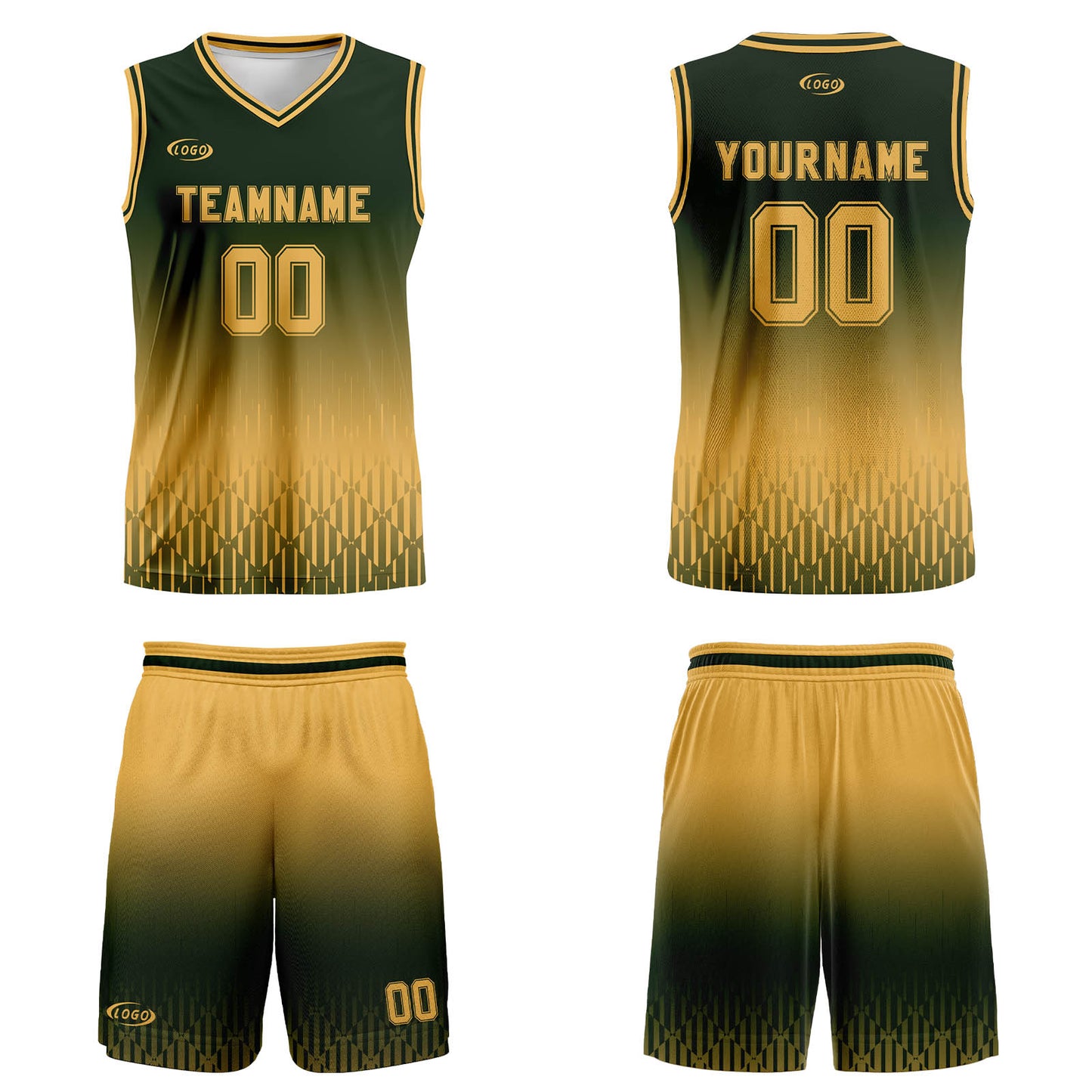 Custom Olive Green Light Brown Gradient Basketball Jersey Uniform Suit Printed Your Logo Name Number
