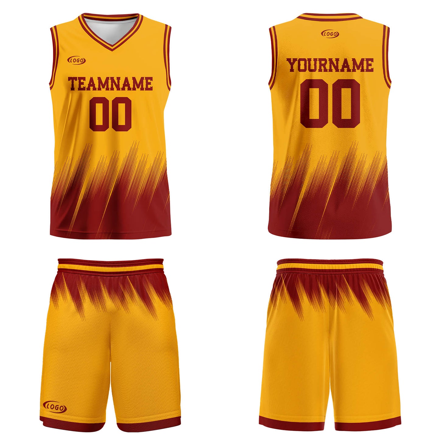 Custom Yellow Red Basketball Jersey Uniform Suit Printed Your Logo Name Number
