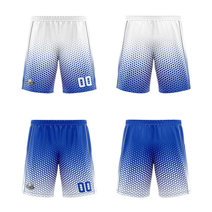 Custom White Blue Reversible Basketball Suit for Adults and Kids Personalized Jersey