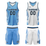 Custom Blue White Reversible Basketball Suit for Adults and Kids Personalized Jersey