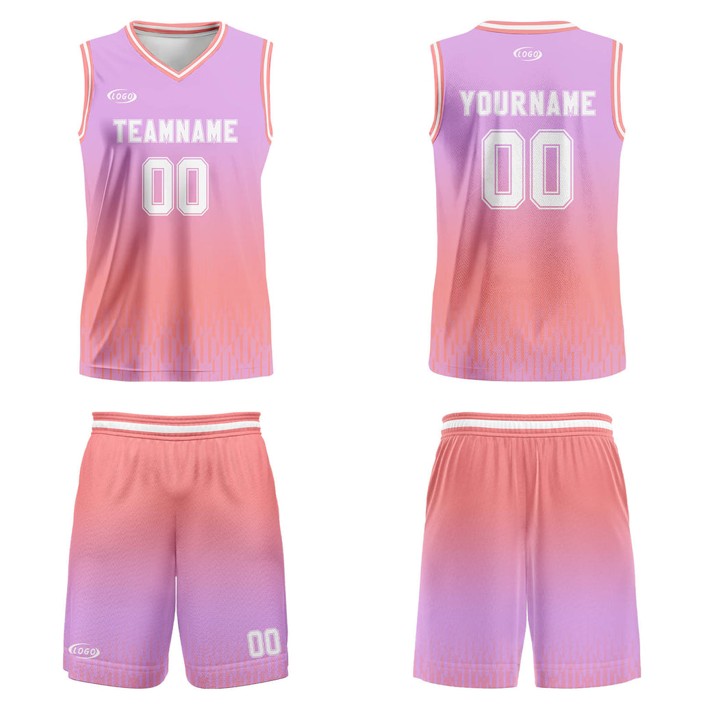Custom Purple Pink White Gradient Basketball Jersey Uniform Suit Printed Your Logo Name Number
