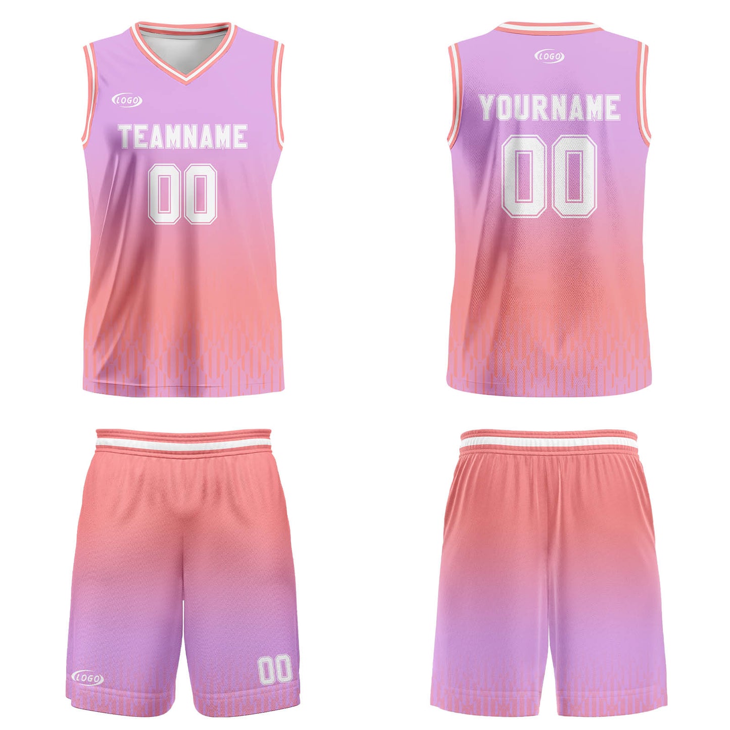 Custom Purple Pink White Gradient Basketball Jersey Uniform Suit Printed Your Logo Name Number
