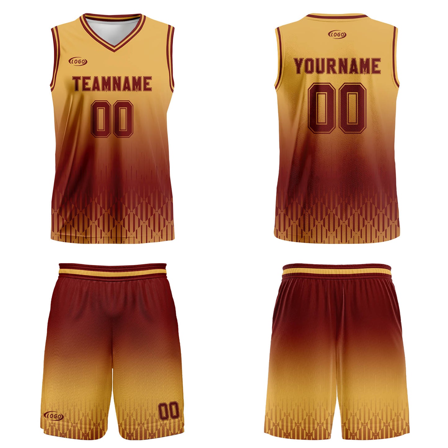 Custom Brown Gradient Basketball Jersey Uniform Suit Printed Your Logo Name Number