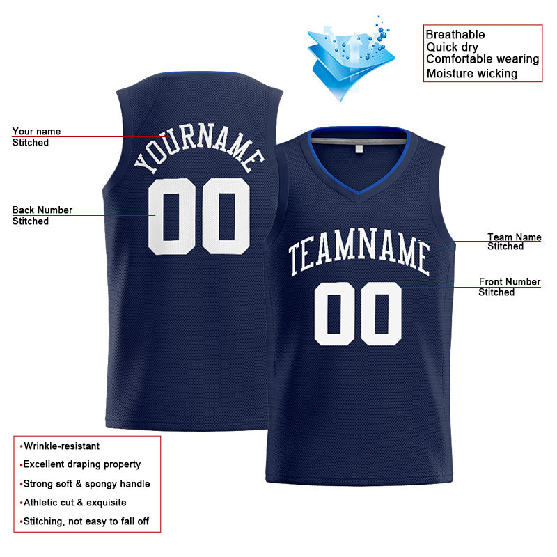Custom Stitched Basketball Jersey for Men, Women And Kids Navy-White-Royal