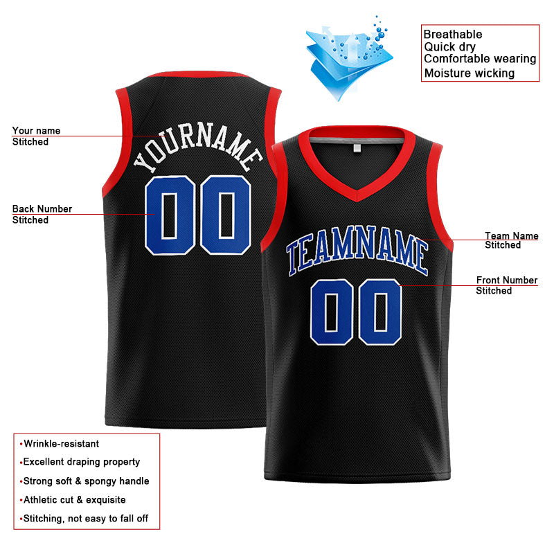 Custom Stitched Basketball Jersey for Men, Women And Kids Black-Royal-Red-White