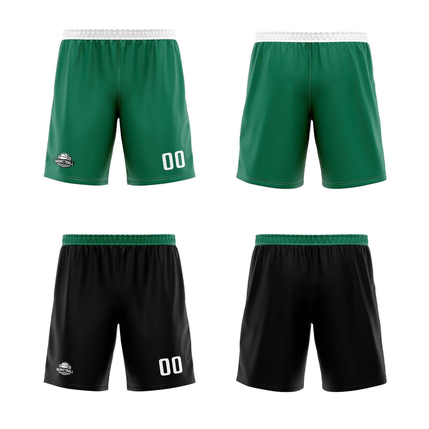 Custom Green Black Reversible Basketball Jersey Uniform Suit Printed Your Logo Name Number