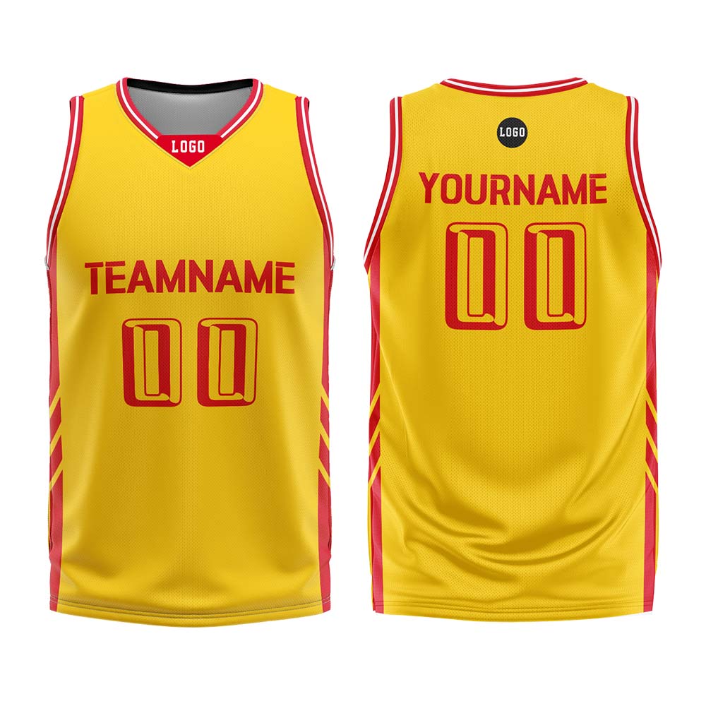 Custom Yellow Basketball Jersey Uniform Suit Printed Your Logo Name Number